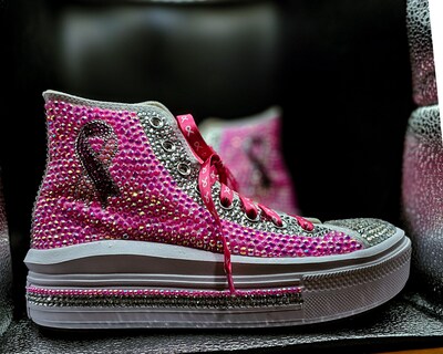 Canvas tennis shoes with rhinestones - image3
